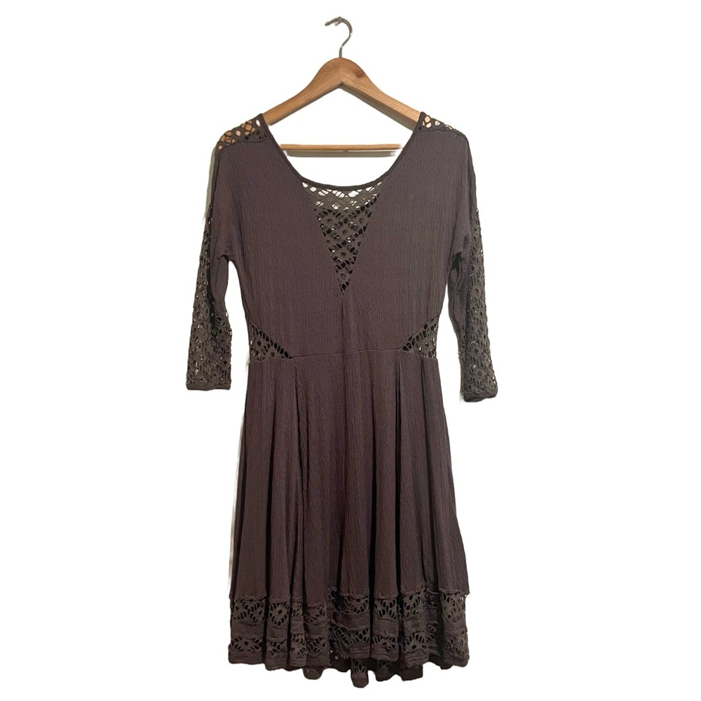 New! Free People long sleeve mini dress with lace insets - Picture 4 of 14
